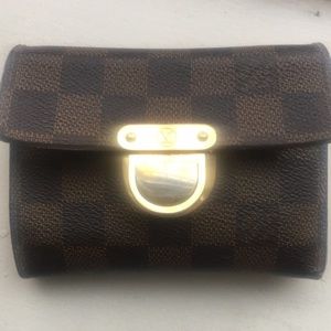 Used LV Brown Red Koala Damier Trifold wallet